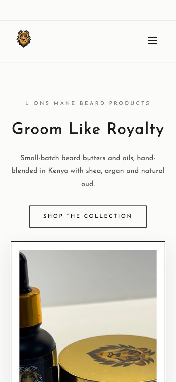 Lion’s Mane Kenya storefront on a phone