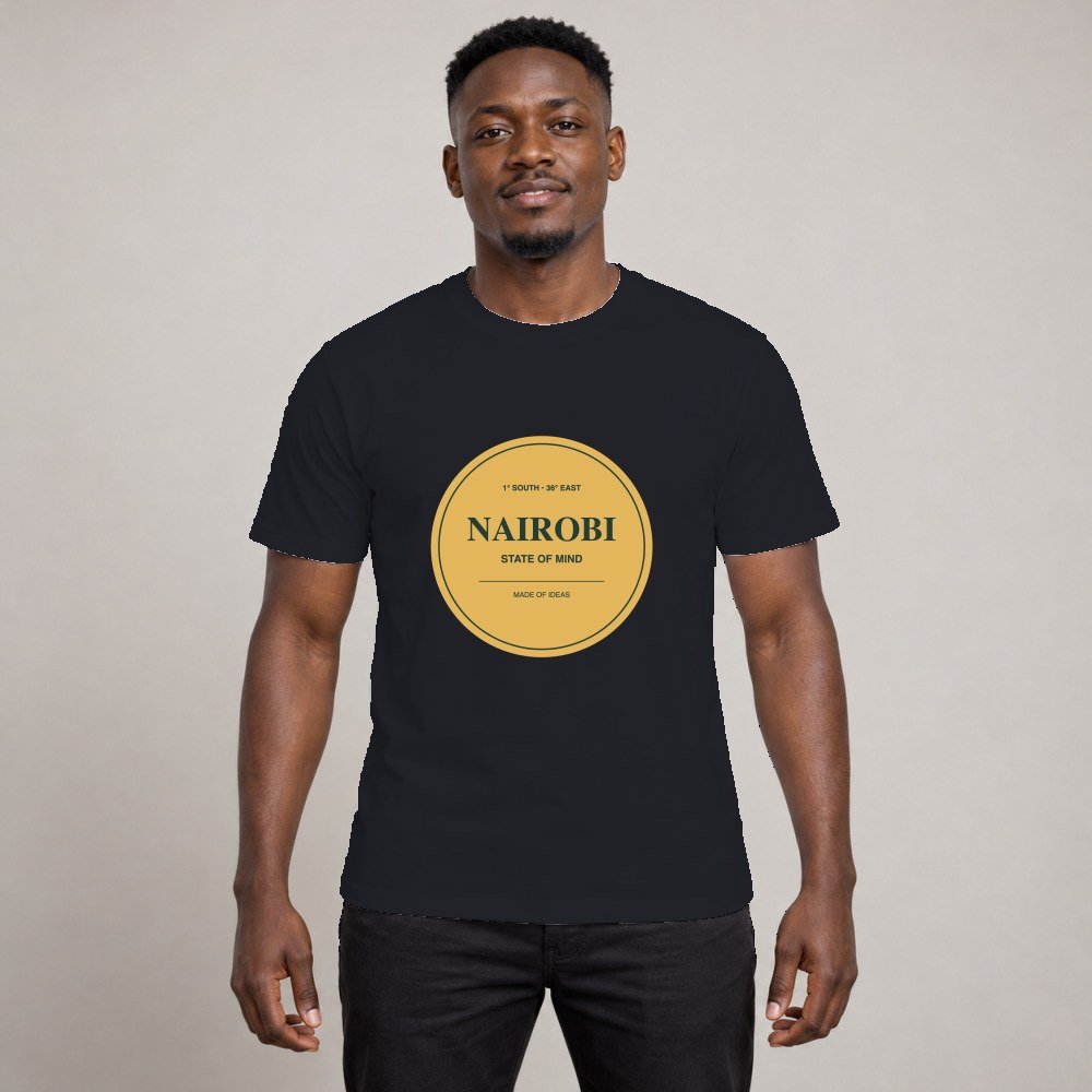 Nairobi State of Mind artwork on a black tee mockup